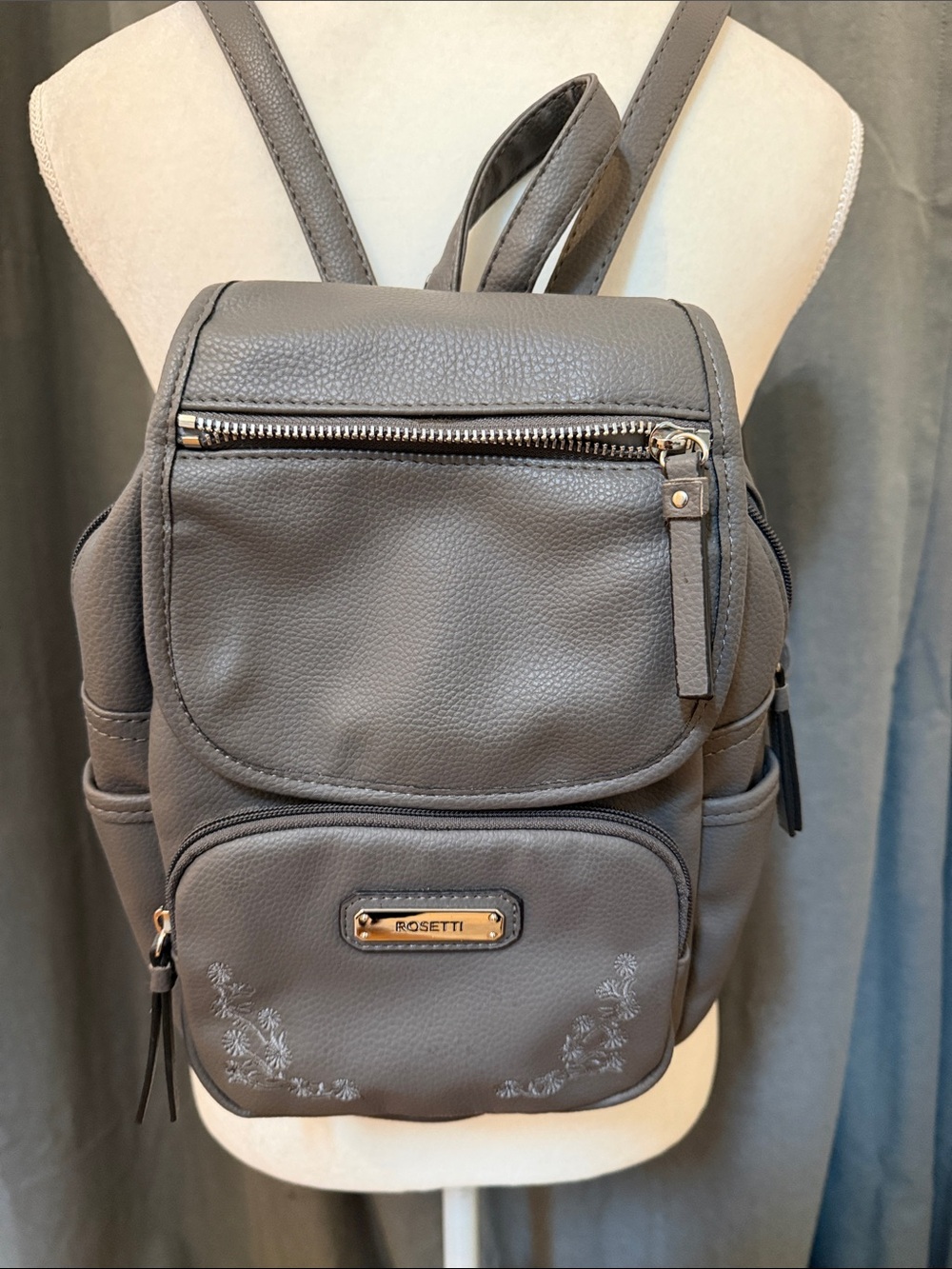 Rosetti Charcoal GrayBackpack with Floral Detail
